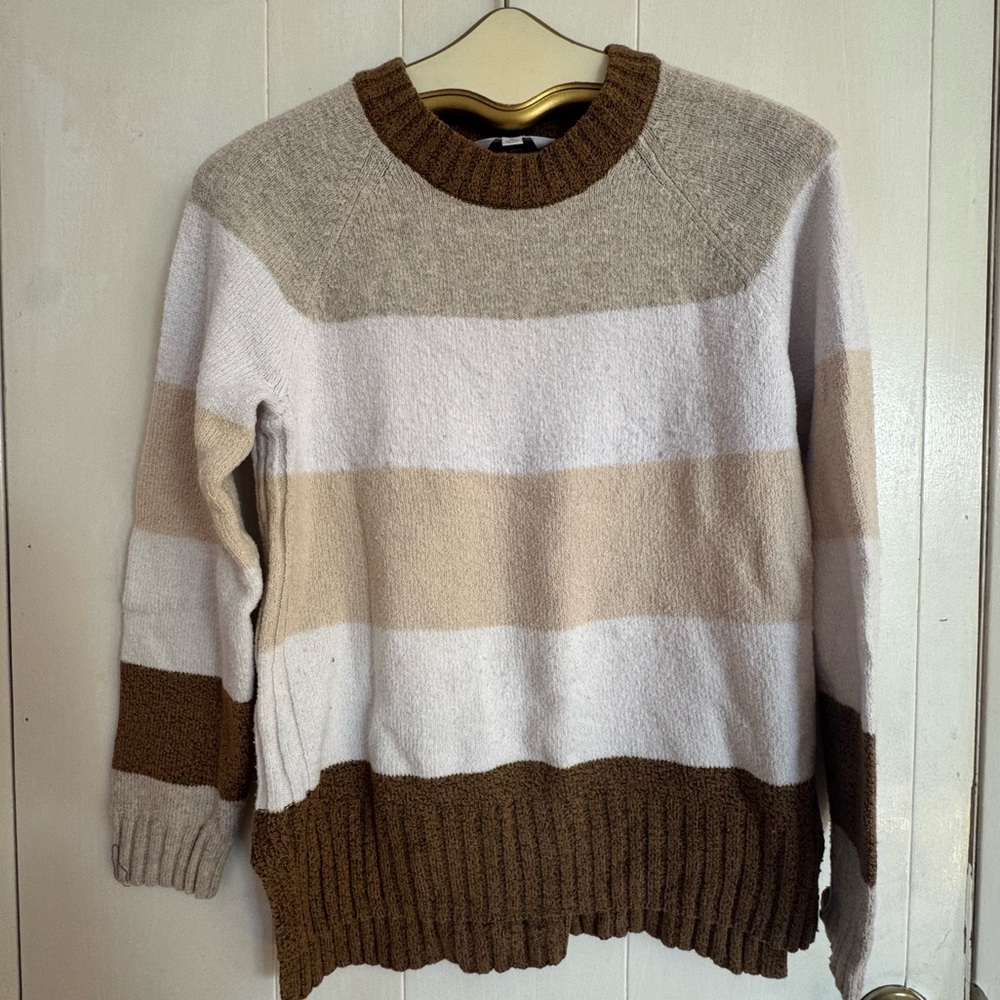 Time and Tru Women's Striped Sweater in Brown and Cream
